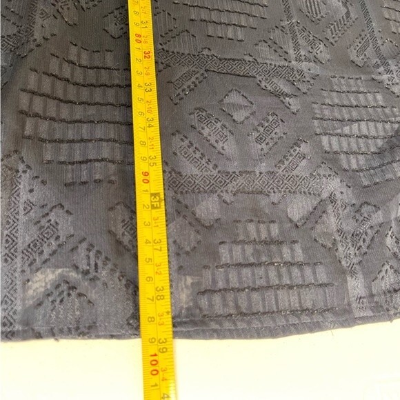 Jade Melody Tam Embroidered Swiss Dot Flutter Sleeve Navy Dress Women Large - Picture 11 of 12